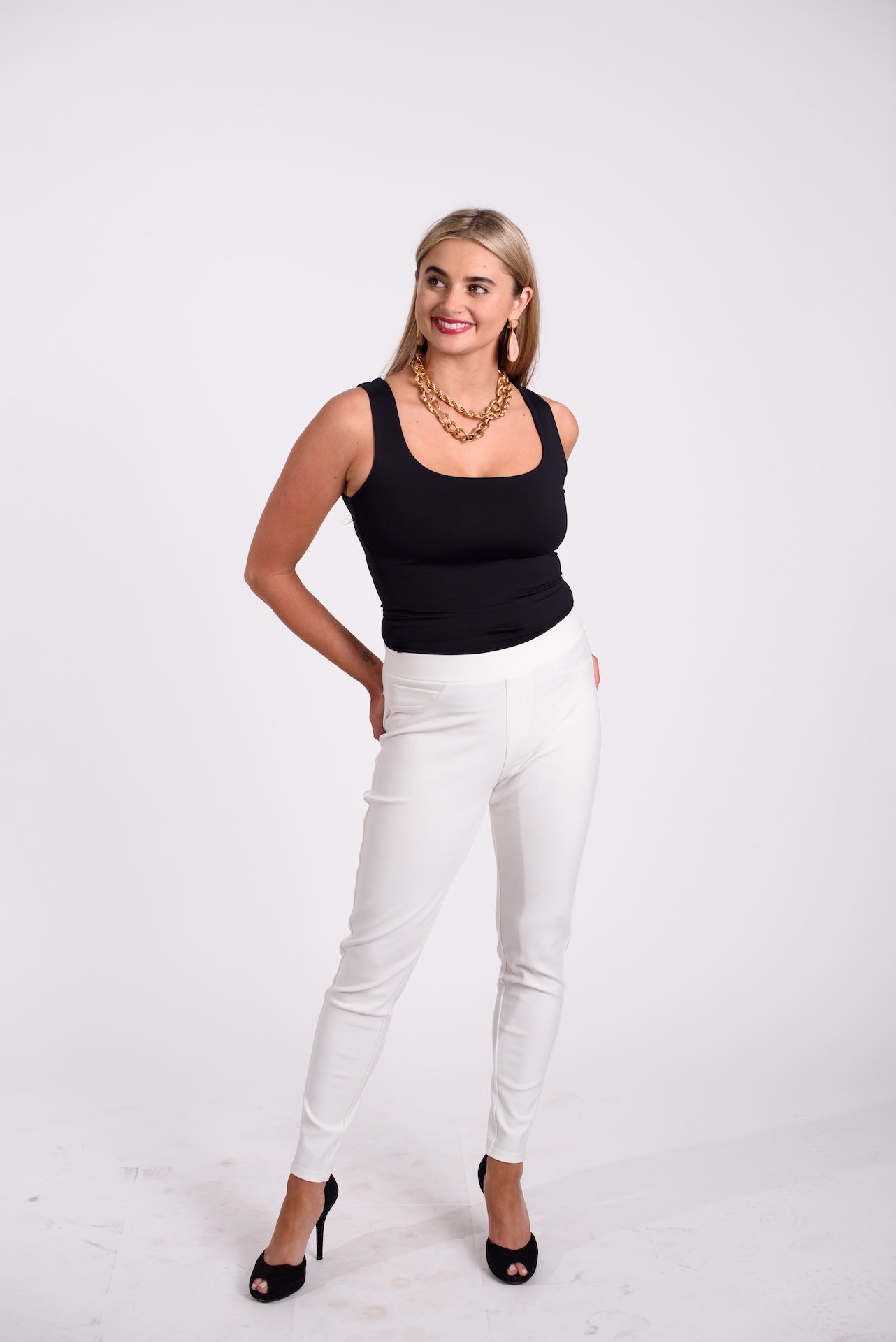 High-Waist Slim-Fit Pants
