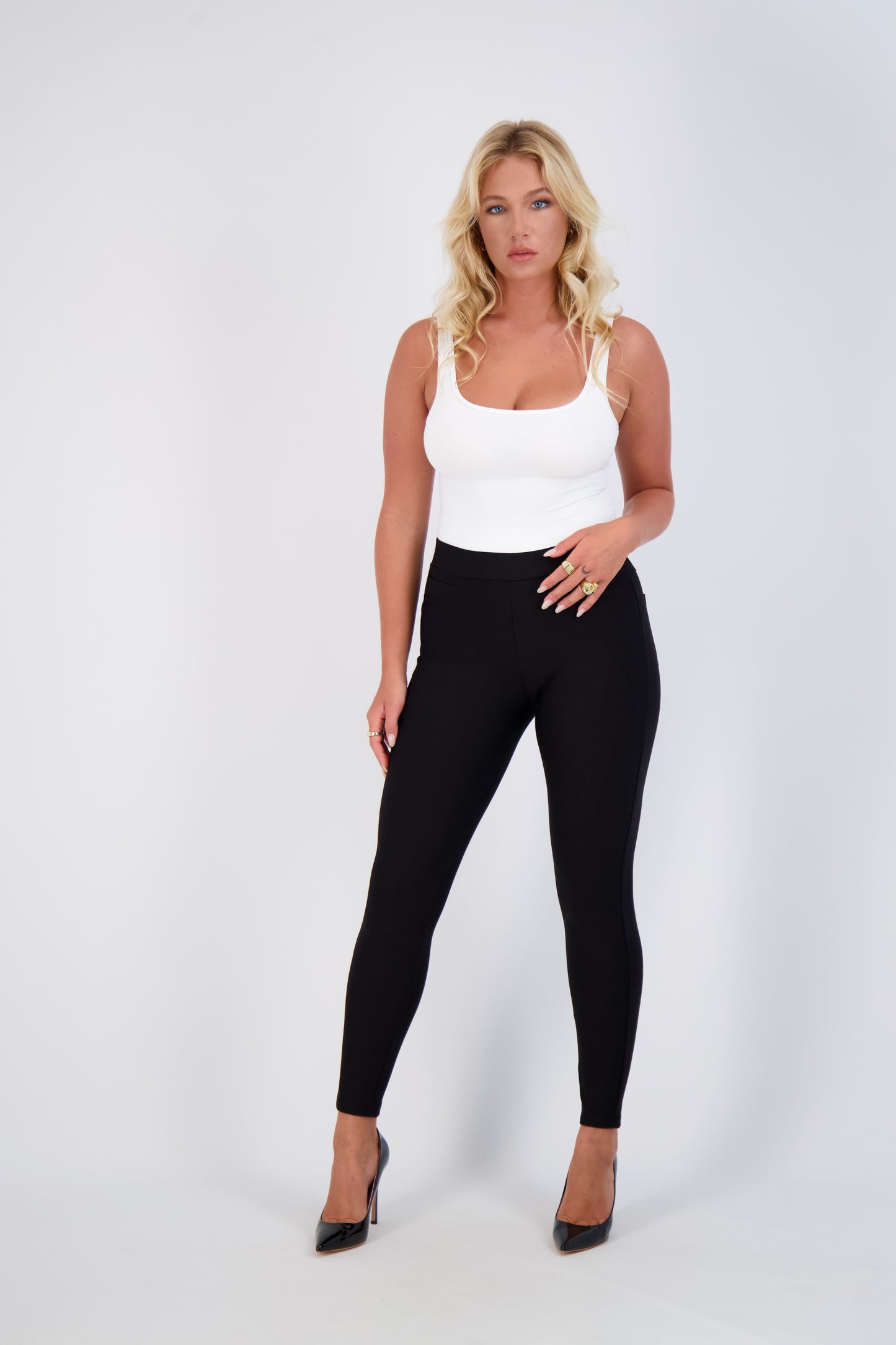 High-Waist Slim-Fit Pants