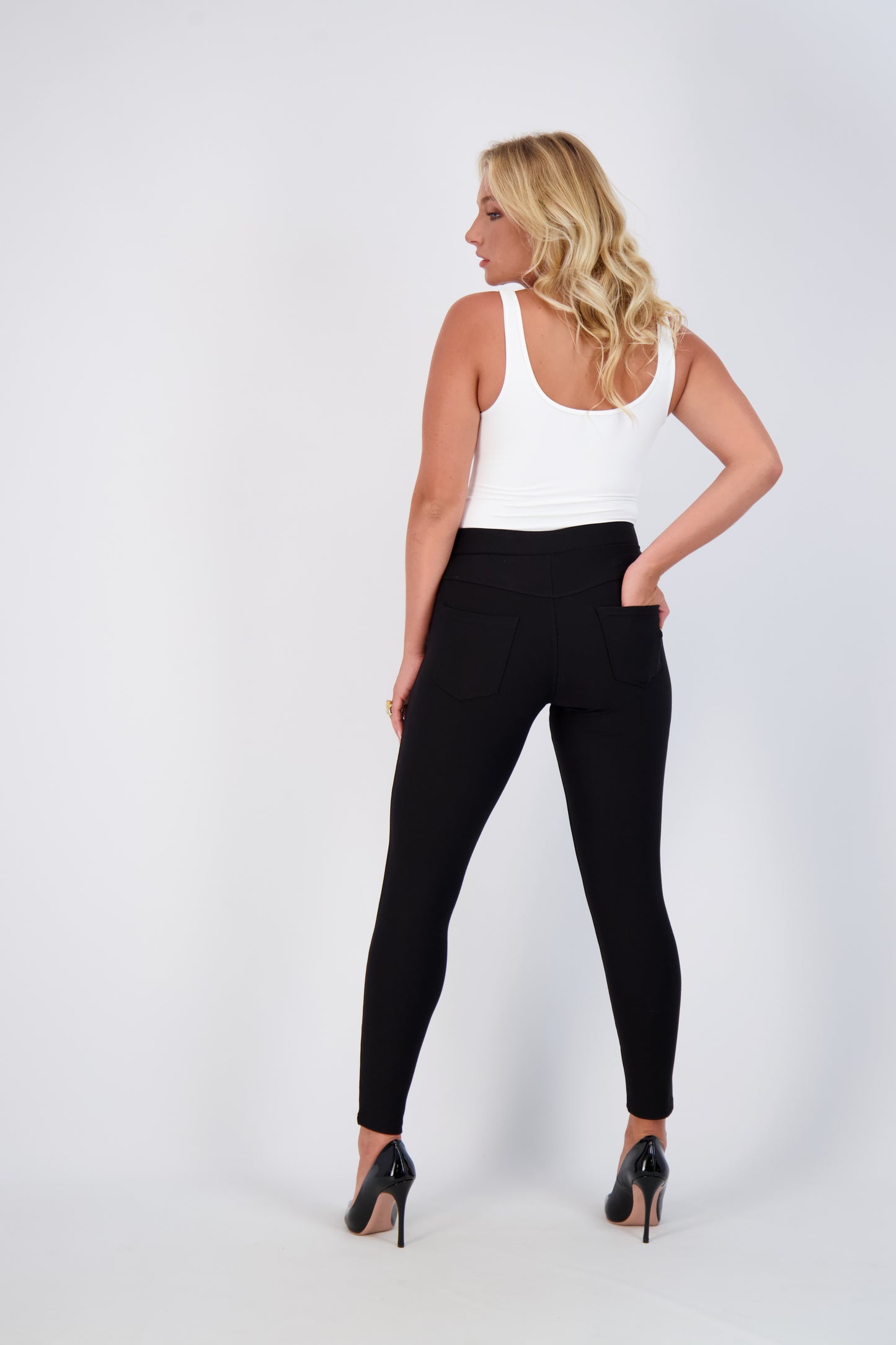High-Waist Slim-Fit Pants