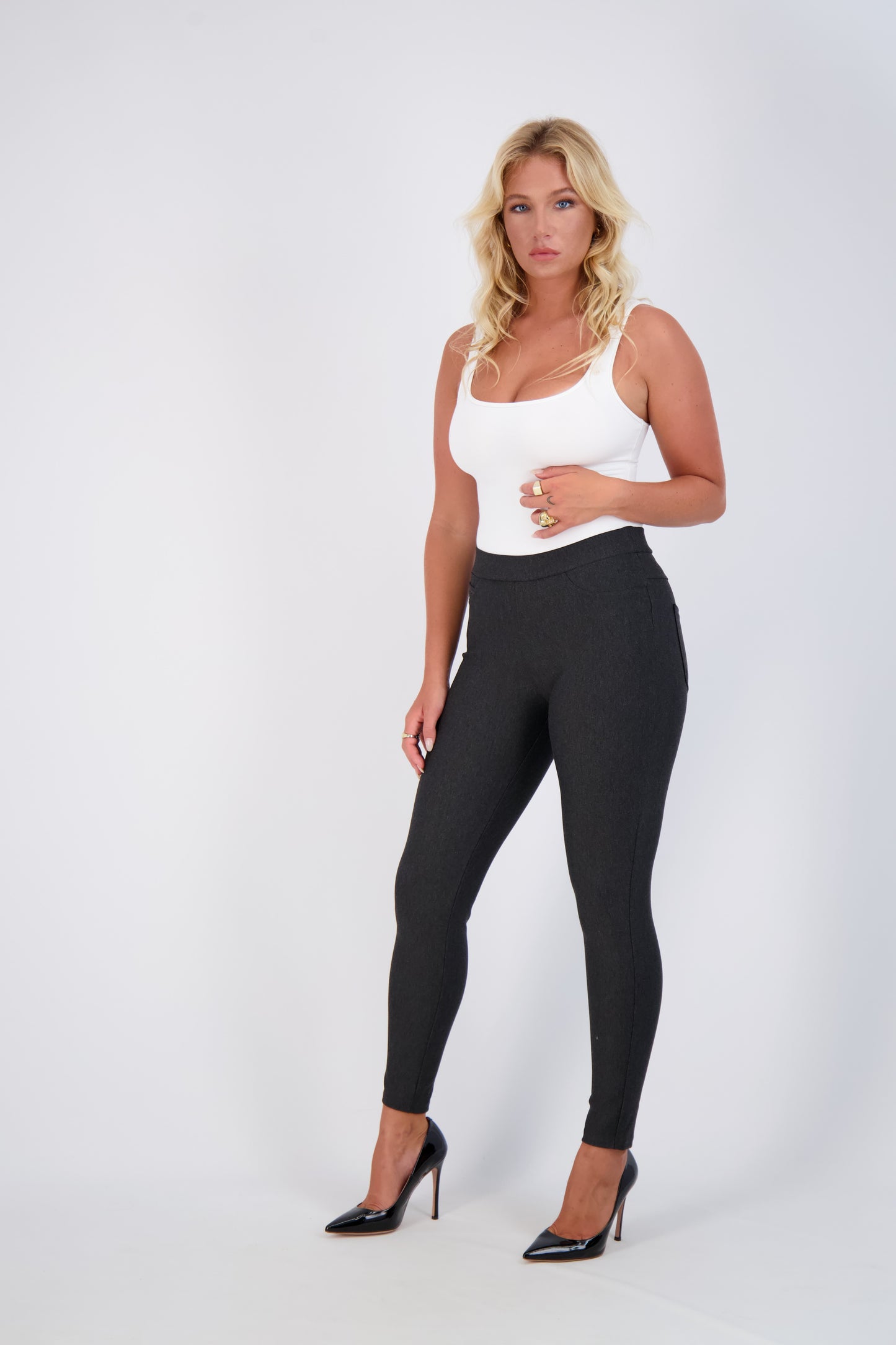High-Waist Slim-Fit Pants
