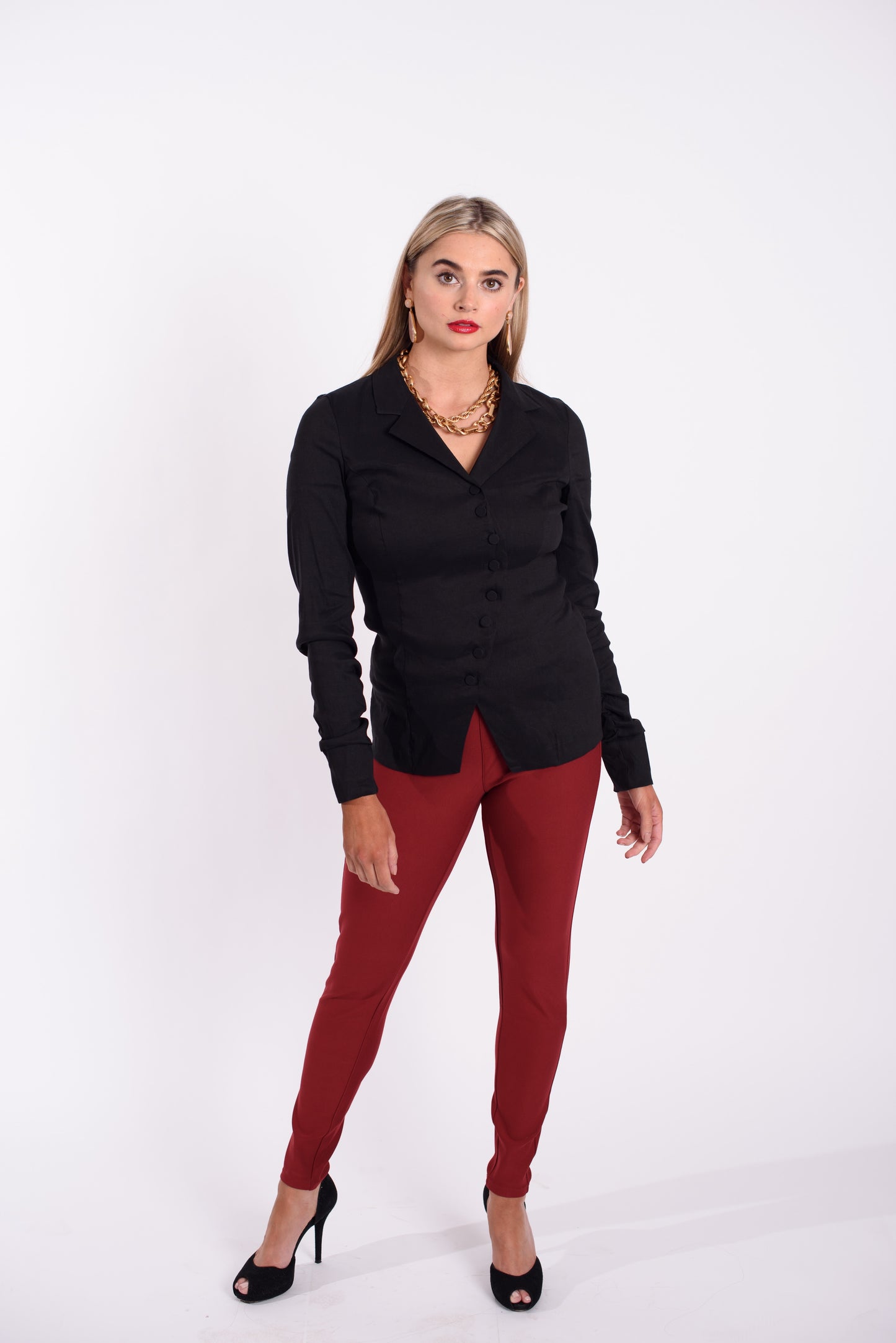High-Waist Slim-Fit Pants