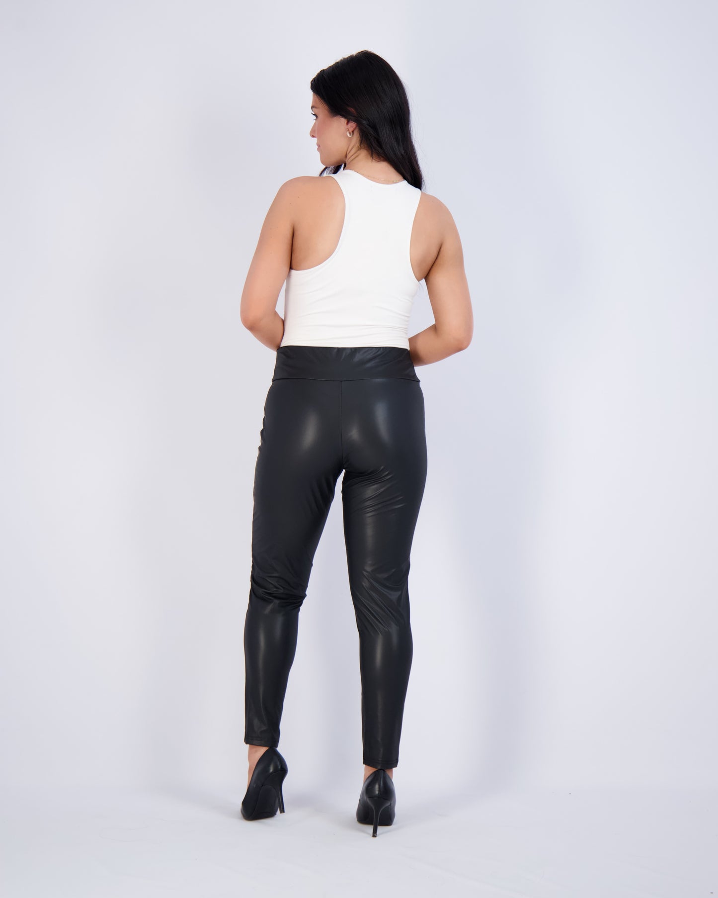 Faux Leather High-Waist Leggings