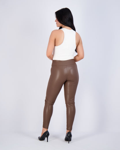 Faux Leather High-Waist Leggings