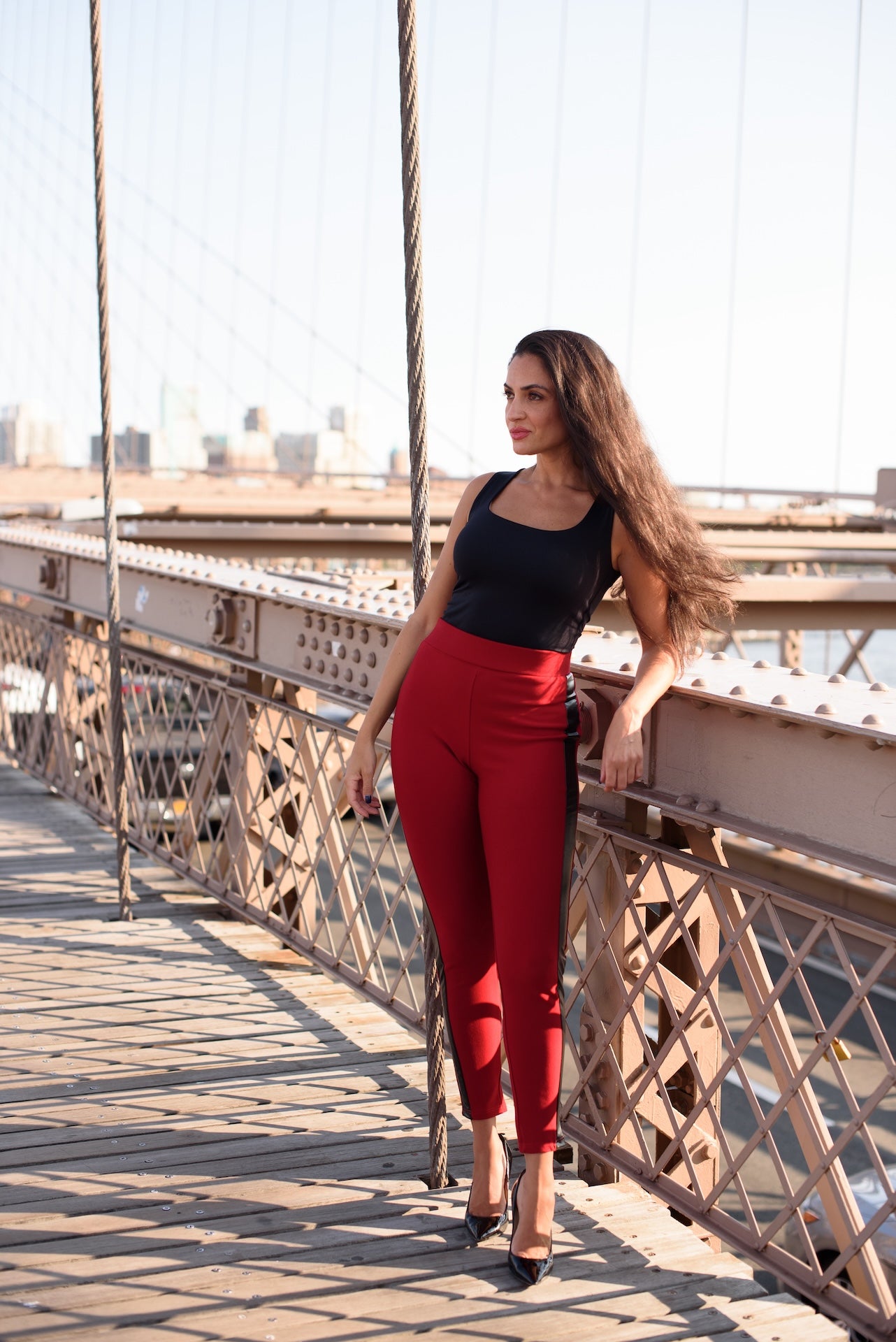 Red Pants with Black Stripes