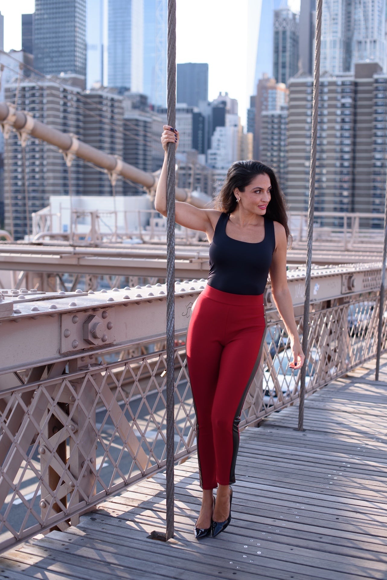 Red Pants with Black Stripes