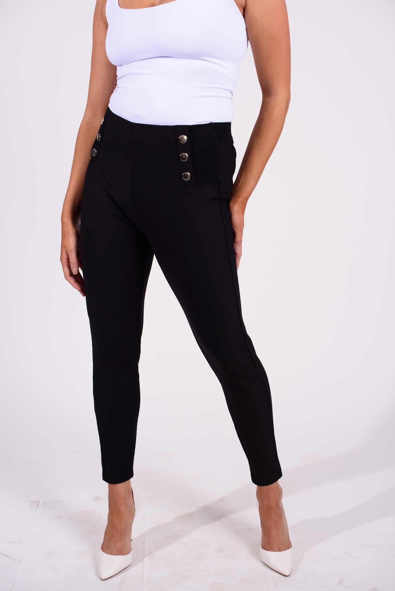 Black Pants with Button Details