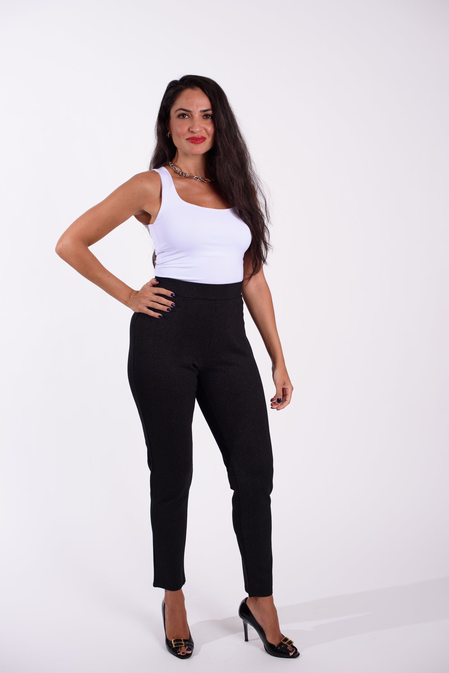 High-Waist Slim-Fit Pants