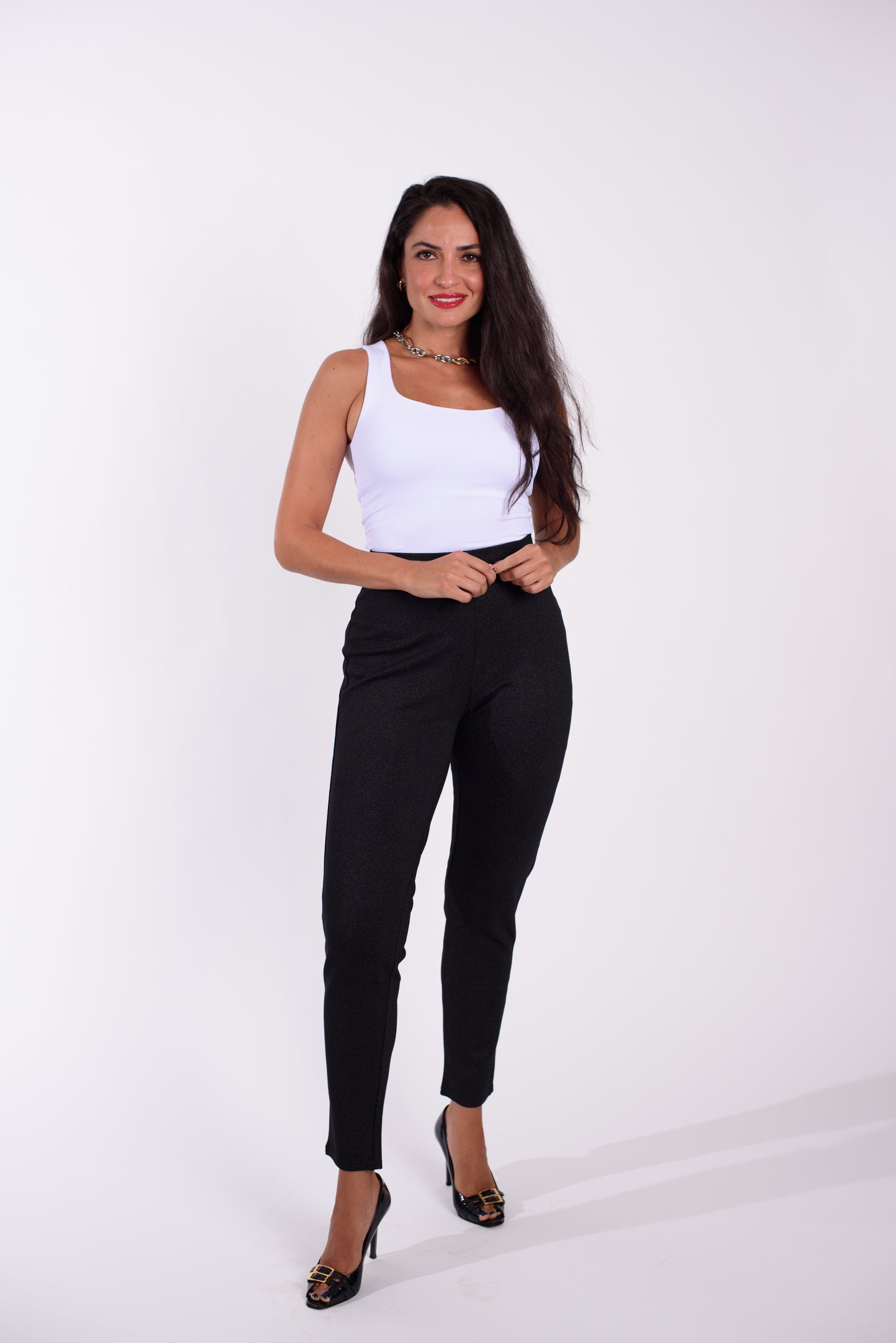 High-Waist Slim-Fit Pants