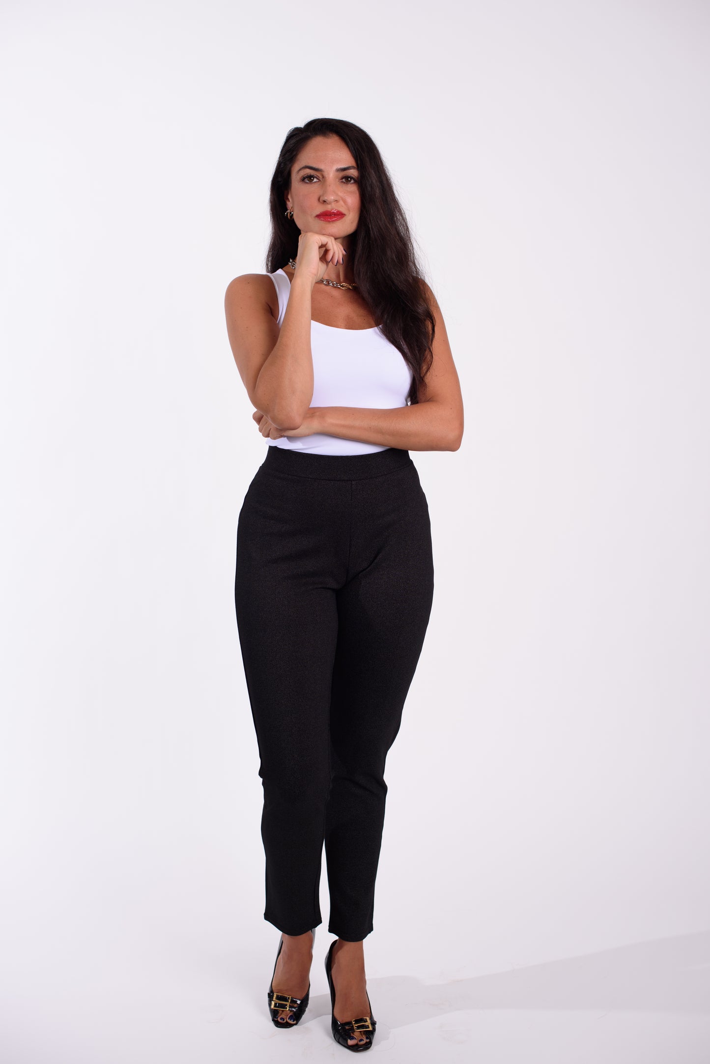 High-Waist Slim-Fit Pants