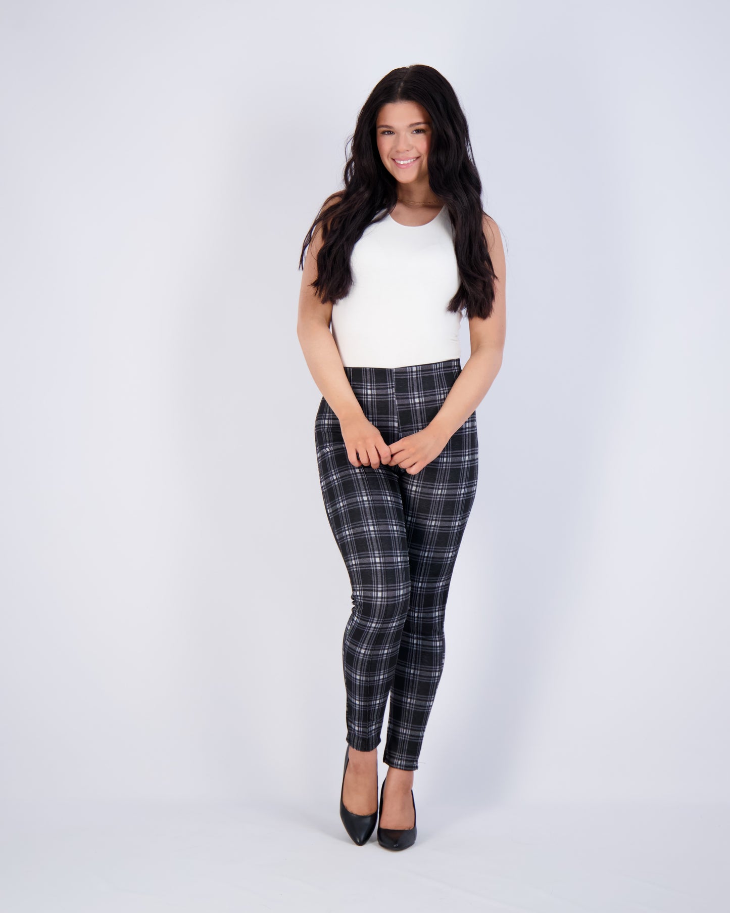 High-Waist Plaid Leggings