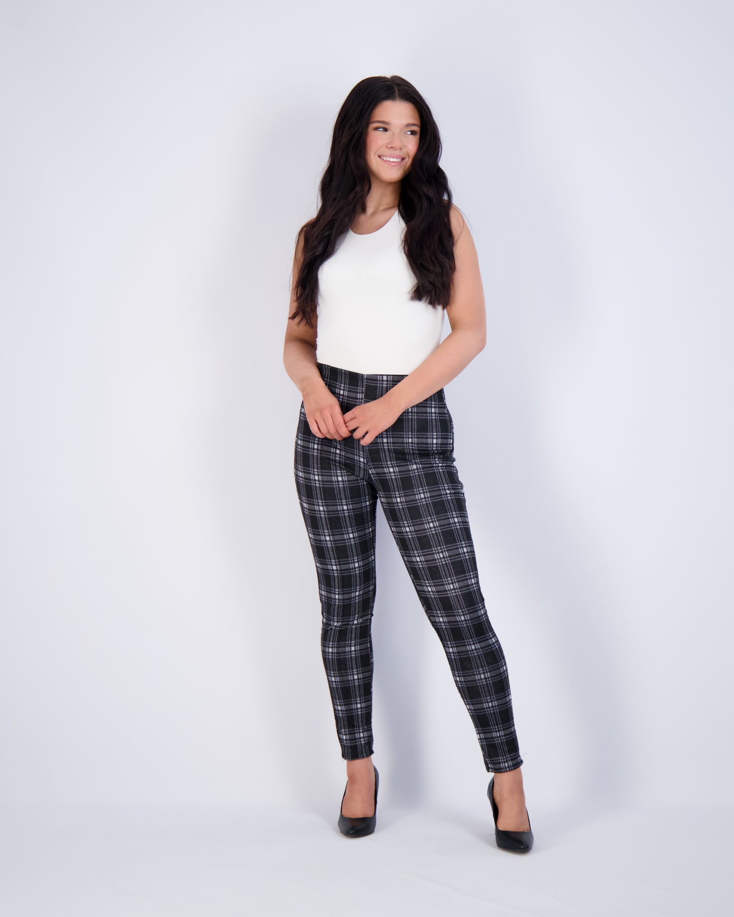 High-Waist Plaid Leggings