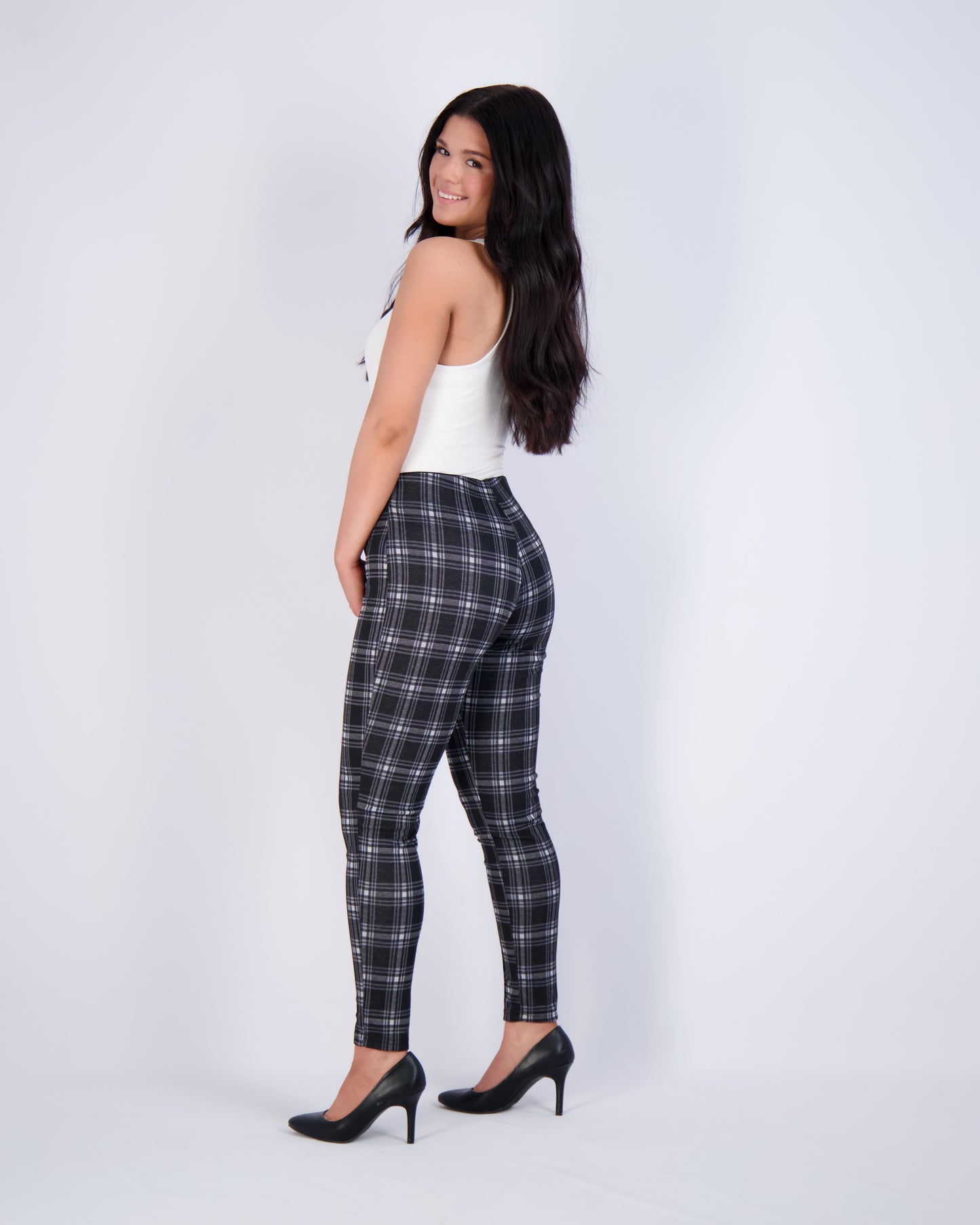 High-Waist Plaid Leggings