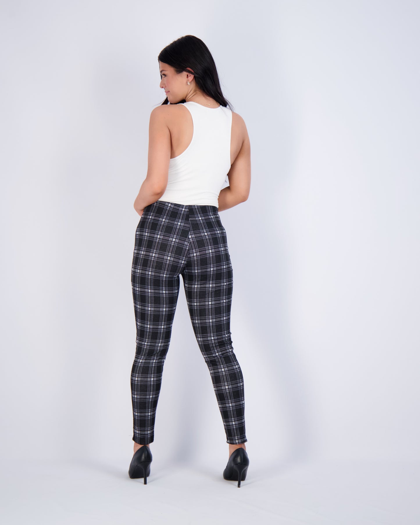 High-Waist Plaid Leggings