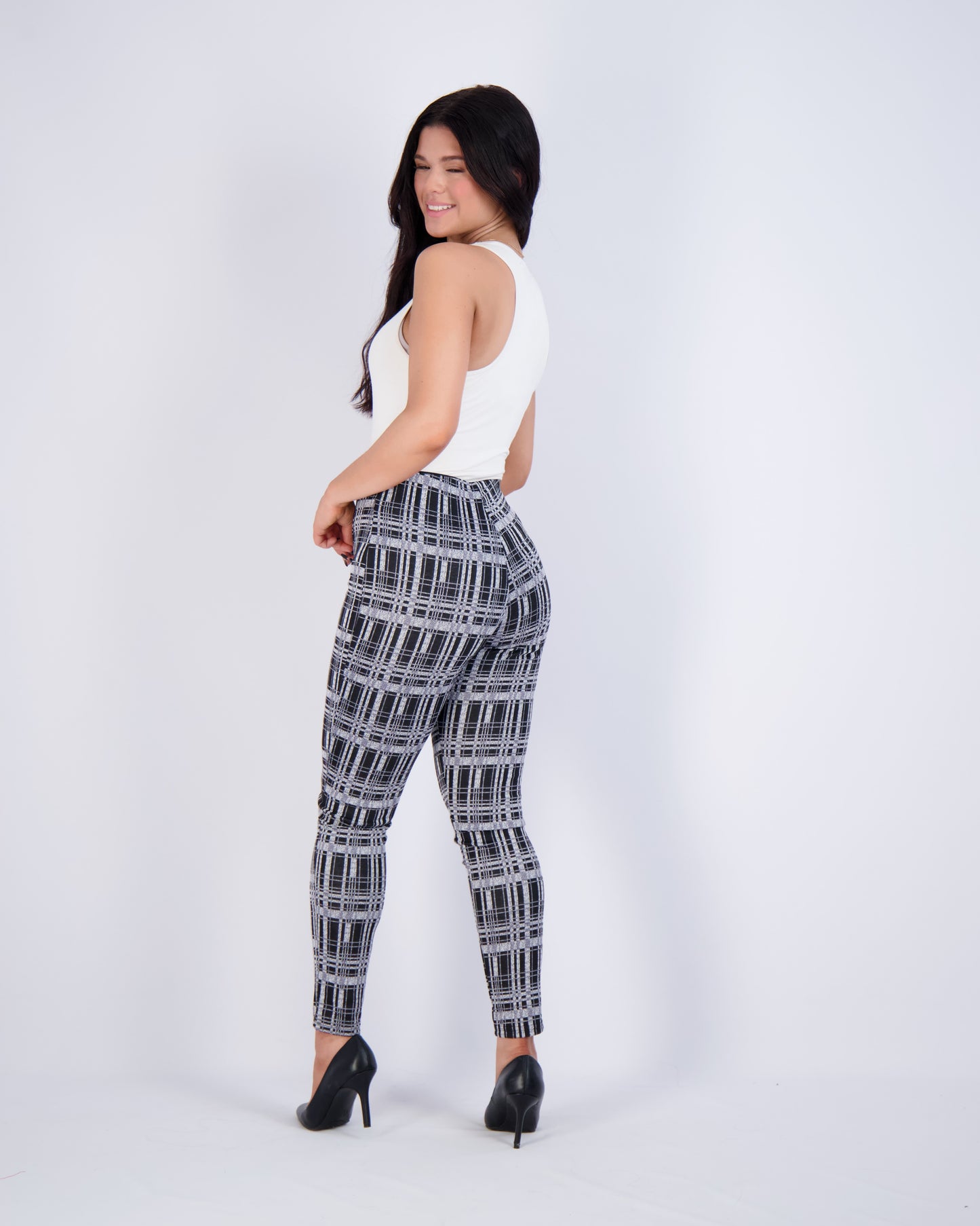 High-Waist Checkered Leggings