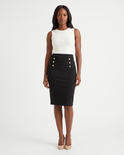 Sailor-Button Scuba Skirt w/ Pockets, view 1
