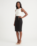 Sailor-Button Scuba Skirt w/ Pockets, view 2